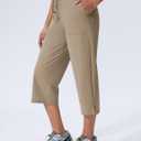 Women's Capri Pants Wide Leg Quick Dry Hiking Capris Water Resistant UPF50 Lightweight Loose Travel (L)