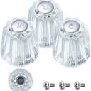 Enhon Shower Faucet Handle Replacement, Compatible with Price Pfister Contessa and Windsor Tub and Shower Faucets, Hot and Cold Knob Replacement, Clear Acrylic, (3 Piece)