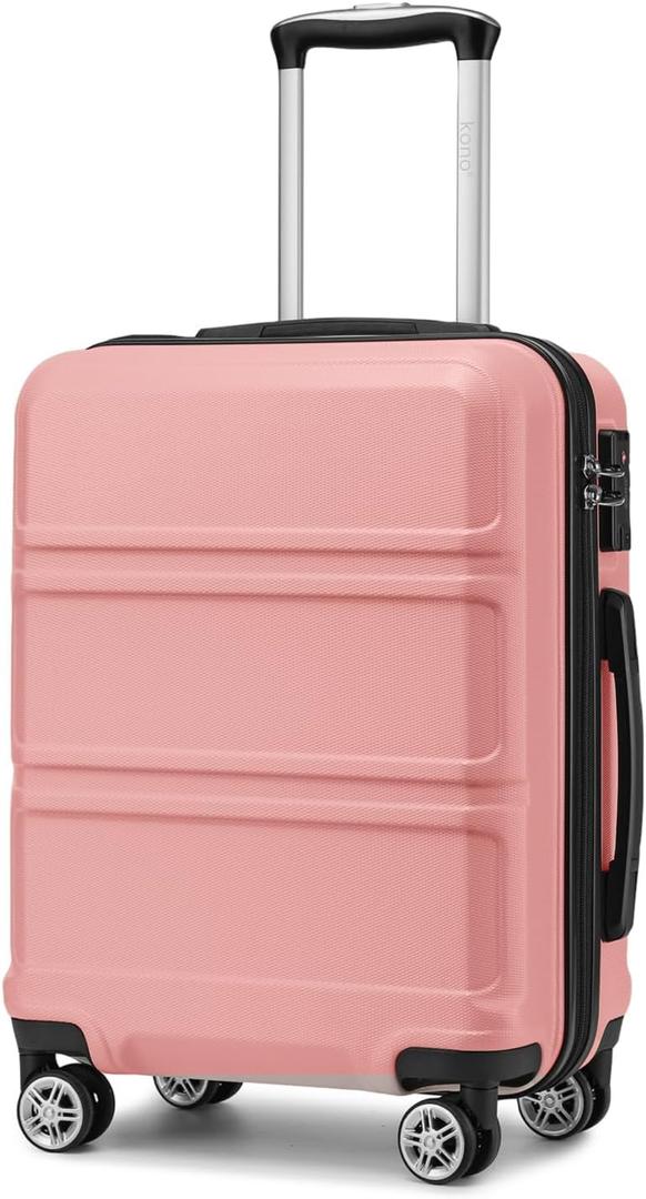 Kono 20'' Carry on Luggage with Spinner Wheel TSA Lock, Lightweight PC+ABS Hardside Luggage Small Carry on Suitcase Nude