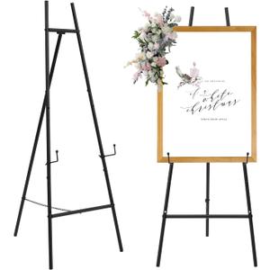 Metal Easel Stand with Chain Support for Mirror,Iron Floor Easels for Display Wedding Sign,58 Inch Adjustable Arts & Crafts Easels(Black)