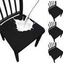 Waterproof Dining Chair Seat Covers Set of 4, Stretch Removable Dining Room Seat Covers for Dining Chairs, Kitchen, Hotel, Party (.Black)