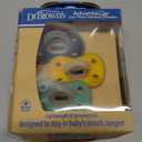 Dr. Brown's Advantage One-Piece Silicone Baby Pacifier, Fully Symmetrical Soother, Dark Gray/Green/Yellow, 6-18m, BPA Free, 3 Pack