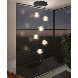 6-Lights Modern Crystal Chandelier for Entrance LED Pendant Light for Kitchen Island Foyer Living Room Bedroom Staircase 3000K (Black)