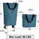 Large 2-in-1 Folding Shopping Cart & Tote, Adjustable Strap, 90lbs Load
