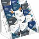 YEXEXINM 1 Pack 5 Tier Brochure Holder 12x13 Inch Acrylic Literature Display Stand Holds 3 Brochures in One Row Clear Pamphlet Holder Display Stand for Flyers Booklets Table Signs Office Store Home