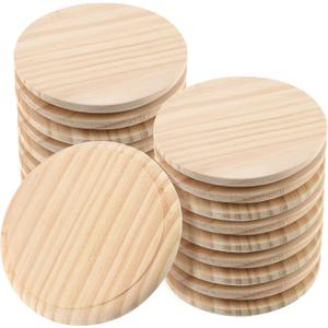20 PCS Unfinished Round Wooden Plaque, 4 Inch Natural Wood Circle Base, Plaques for Crafts, DIY, Home Decoration
