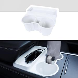 for Tesla Model 3 Model Y Cup Holder Insert Center Console Water Cup Limit Clamp, Under Armrest Box Storage Tray Key Card Sunglasses Holder for Tesla Accessories (White)
