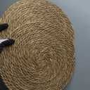 Kochorie Set of 60 Round Woven Placemats 13.8 Inches Bulrush Placemats Natural Hand-Woven Boho Rattan Placemat Wicker Table Mats Farmhouse Weave Place Mats for Home Dining