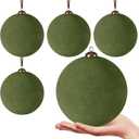 PullCrease 4 Pcs Large Velvet Christmas Balls 6 Inch Christmas Tree Decorations Xmas Ornaments Balls for Family Holiday Wedding Party Xmas Tree Hanging Decoration (Green) ( 2 PCS)