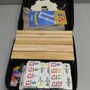 Mexican Train Dominoes Set with Numbers and 8 Wooden Racks, Double 12 Dominos Set for Kids, Adults Travel Domino Train Set with 91 Colored Tiles and Upgrated Hub, Classic Board Games for Family Night