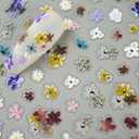 2 x 5D Embossed Flower Nail Stickers for Nail Art - Flower Nail Art Sticker Spring Floral Leaf Plant Nails Decals Self-Adhesive Nails Arts Supplies Manicure Summer Flowers Stickers for Nails Decoration (Style02)