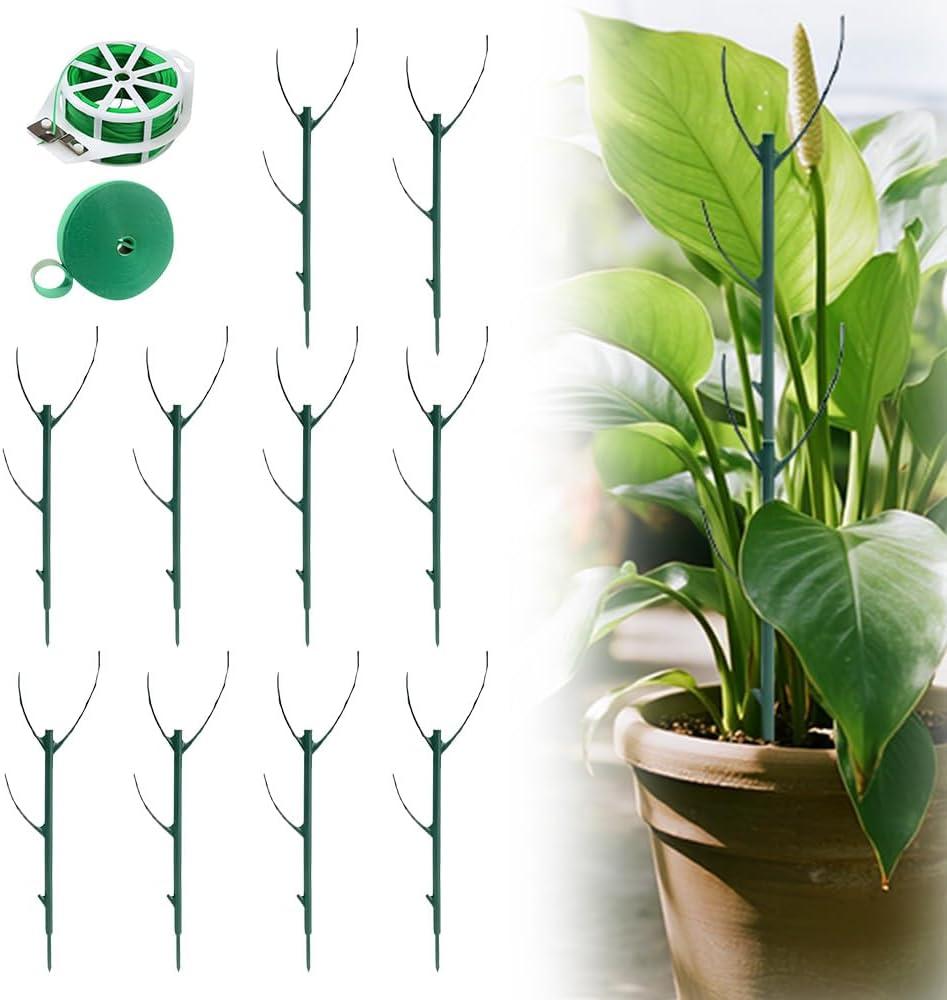 Monstera Plant Support, Adjustable and Stackable Garden Plant Support Stakes with Clamps for Indoor Outdoor Plants, Suitable for Supporting Monstera and Climbing Plants (10 Pack)