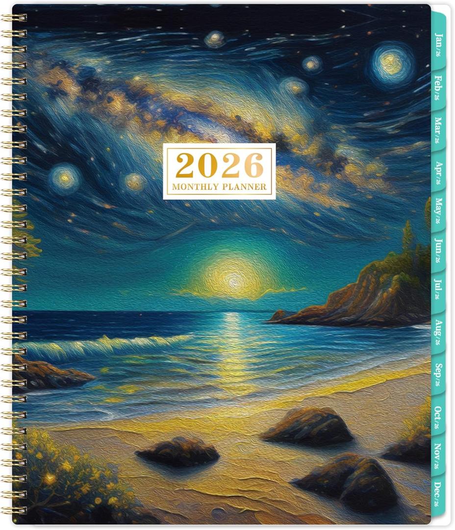 2026 Monthly Planner - Planner 2026, Jan.2026 - Dec.2026, 9" x 11", Monthly planner with Holidays, Tabs, Back Pocket, Twin-Wire Binding
