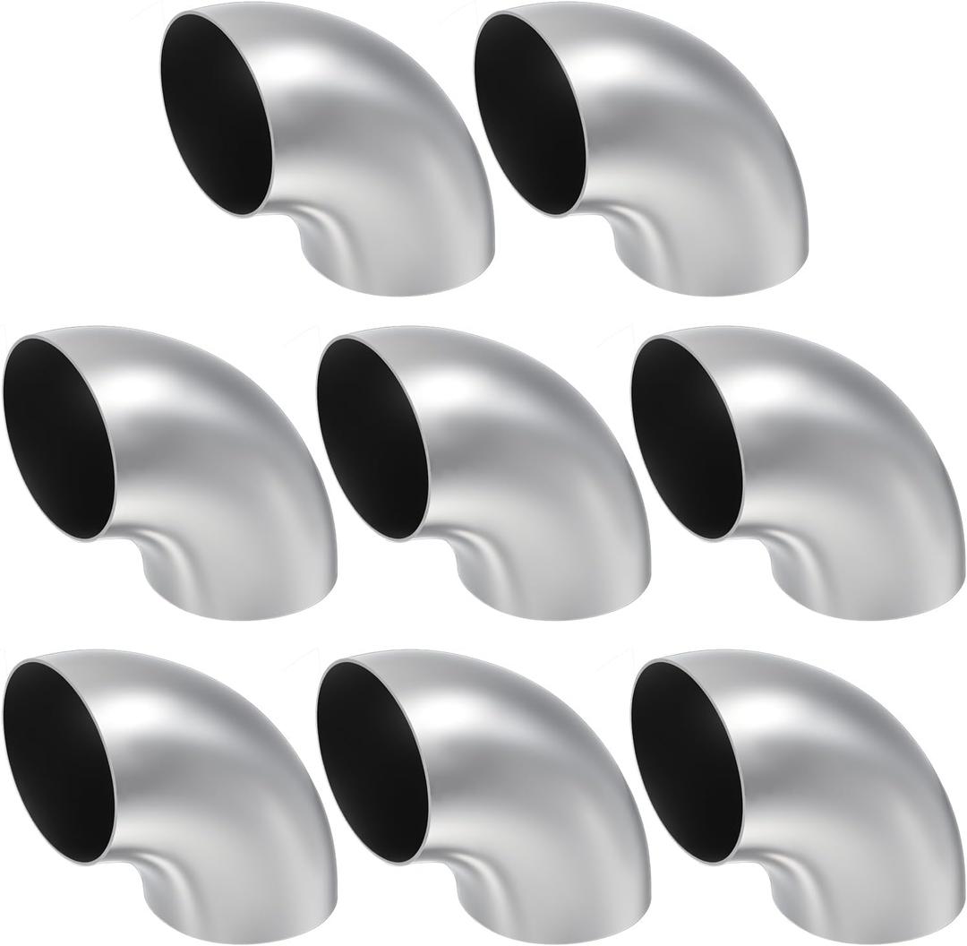 8 Pack 2.5 Inch 304 Stainless Steel Exhaust Elbow Pipe, 90 Mandrel Bend Elbow, Thickness 16GA/.065", Exhaust Pipe Tubing for Car Modified, Exhaust System, Stair Handrail