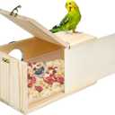 Parakeet Nesting Box Cockatiel Nesting Natural Pine Bird Nest Bird Breeding Box House Acrylic Transparent Bird Box with Detachable Wooden Board for Lovebirds Cockatiel Budgie Conure Parrot S