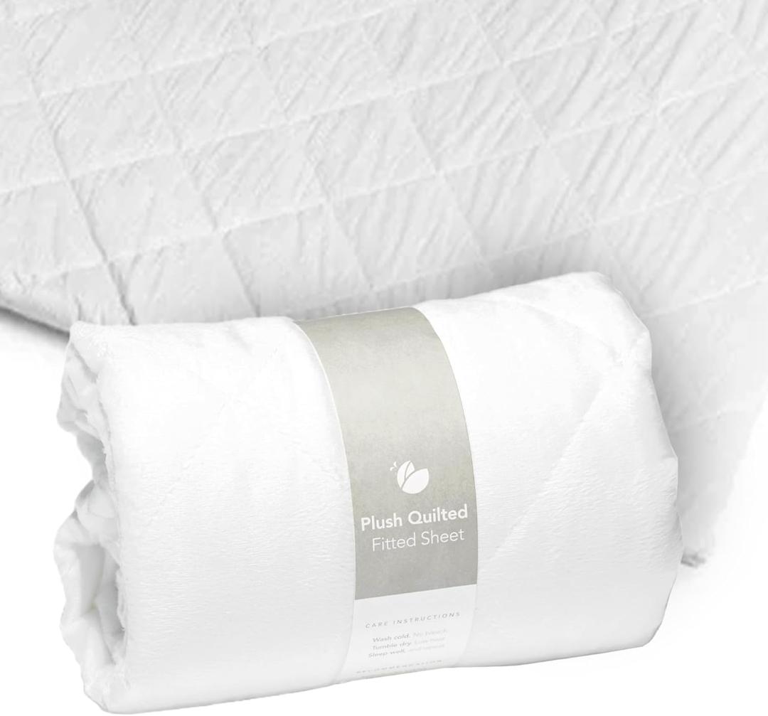 Guava Family Travel Crib Sheet | Plush Quilted Fitted Sheet, Manufacturer-Approved Fit | Soft and Breathable Crib Sheet for Your Baby's Comfort | Unisex Sheet for Infants, Toddlers