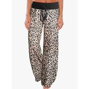 AMiERY Women's Comfy Casual Pajama Pants Floral Print Drawstring Palazzo Lounge Pants Wide Leg, Size XL
