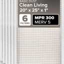 Filtrete 20x25x1 Air Filter MERV 5, 6-Pack AC Furnace HVAC Filters for Home, MPR 300 Basic Dust Defense, Pleated Electrostatic Removes Lint & Dust (Actual Size 19.69x24.69x0.81 in)