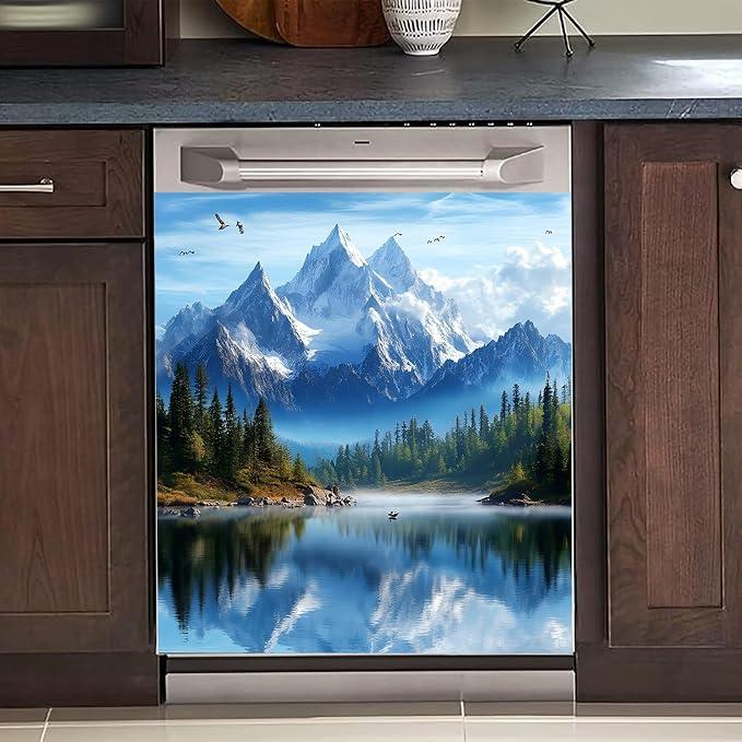 BVBOX Dishwasher Magnet Cover 23"x26", Reusable Magnetic Refrigerator Covers, Decorative Magnets Cover Fridge Door Skin Panel Stickers for Home Kitchen Appliance