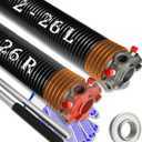 Garage Door Torsion Spring Set, Pair of 2" Electrophoresis Coated Garage Door Spring Replacement with 2 Non-Slip Winding Bars and Bearing, Minimum 16000 Cycles (.234x2x26")