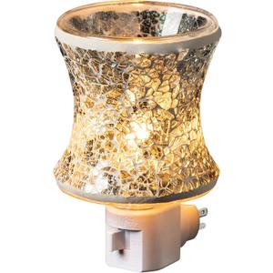 Mosaic Glass Plug-in Fragrance Wax Melt Warmer, Decorative Pluggable Night Light (Silver Grey)