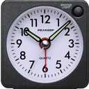 Peakeep Ultra Small, Battery Travel Alarm Clock with Snooze and Light, Silent with No Ticking Analog Quartz (Black)