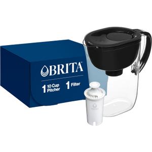 Brita Everyday Standard Water Filter Pitcher with SmartLight Filter Change Indicator, Reduces Copper, Cadmium and Mercury Impurities, Includes 1 Filter, BPA-Free, Lasts 2 Months, 10-Cup, Black
