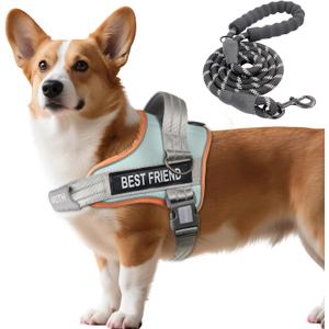 AUROTH Dog Harness and Leash Set, Soft Padded Service Dog Vest with 5.25FT Dog Leash, No Choke, Easy On Pet Vest, Adjustable Reflective No Pull Dog Harness Small Sized Dog, Easy Walking and Training