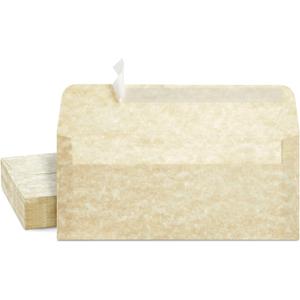 50 Pack #10 Parchment Business Envelopes with Self-Adhesive Strip for Mailing Letters, Invitations (4 1/8 x 9 1/2 In)