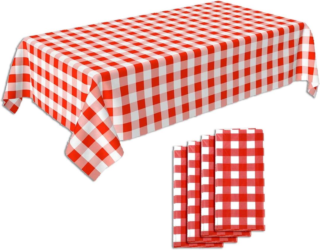 C CRYSTAL LEMON Picnic Tablecloth Pack of 4 - Red and White Checkered for Picnic Table - Vinyl Gingham Perfect for Outdoors and Camping - Waterproof Tablecloth C CRYSTAL LEMON Picnic Tablecloth Pack of 4 - Red and White Checkered for Picnic Table - Vinyl Gingham Perfect for Outdoors and Camping - Waterproof Tablecloth