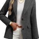 ELLEVEN Womens Wool Blend Tweed Warm Blazers Herringbone Business Casual Fall Winter Oversize Suit Jacket Small