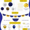 KatchOn, Gold and Blue Birthday Decorations Set - Big, Pack of 47 | Happy Birthday Banner, Balloons, Pom Poms, Swirls | Happy Birthday Decorations | Blue and Gold Party Decorations