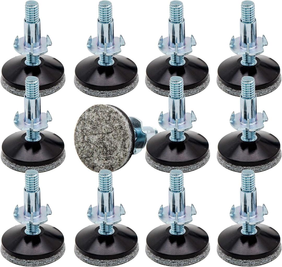 Furniture Leg levelers for Wood,Apply to Bed/Cupboard/Sofa/Desk/Table and Chair for Furniture Wood Feet Adjustment,5/16 in Bolt, 1.5 in Base Diameter (12pcs)