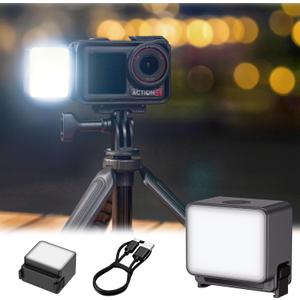 JJC Action 5 LED Light, Magnetic Auxiliary Fill Light for DJI Osmo Action 5 Pro 4 3 / Xtra Edge Pro Accessories, Rechargeable IPX5 Waterproof Mini Video Light, for Selfie Vlog Recording Lightweight