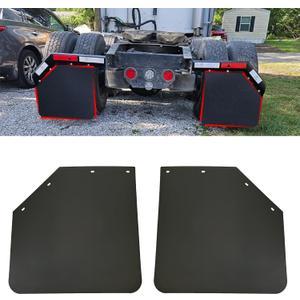 2 Pack 24 x 24 inch Black Polymer Mud Flaps Angled Fit for Semi Trucks Trailers