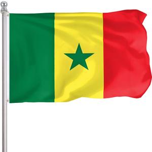 Senegal Senegalese Flag 3x5 Ft Outdoor, Vibrant Color Fade Resistant Senegal Flags Polyester Double Stitched, Senegalese National Flag Canvas Header and Brass Grommets