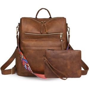 Women's Fashion Backpack Purse for Women Leather Multipurpose Design Ladies Shoulder Bag Travel bag Satchel Handbags (Dark Brown Purse)