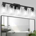 BesLowe 5-Light Bathroom Light Fixtures, Modern Black Bathroom Vanity Light, Bathroom Lighting Fixtures Over Mirror, Matte Black Wall Socnce Lamp, Wall Lights for Living Room Bedroom Hallway