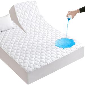 Waterproof Split Top King Mattress Protector for Adjustable Beds, Breathable Noiseless Split Top King Mattress Pad Cover, 32-34" from Head, 6-18 Inches Deep Pocket, White