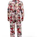 Giggling Getup Matching Pajamas for Couples, Christmas Pajamas for Women and Men, Hooded Zipper Warm Jumpsuits, 1Pcs (Small, Red and Brown)