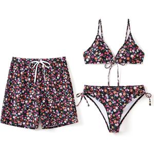 PATPAT Matching Hawaiian Swimsuits for Couples Two Piece Bikini Sets or Swim Trunks Summer Beach Vacation Swimwear (Small)