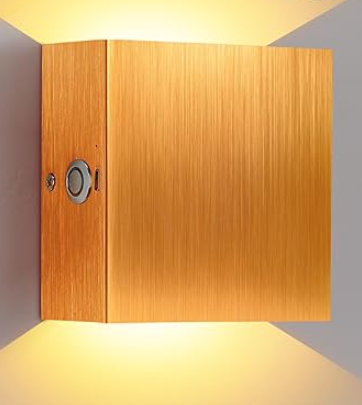RGB Rechargeable Wall Sconces Set of Two with Remote Control, 13 Colors LED Cordless Wall Lights, Dimmable Wall Lamp for Bedroom, Living Room, Hallway (Gold)