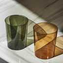 6 x Anyoifax Small Trash Can Plastic Wastebasket 1.5 Gallon Round Garbage Container Bin for Bathroom, Bedroom, Kitchen, College Dorm, Office, Craft Room - Clear & Green