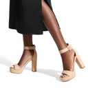 DREAM PAIRS Women's Platform High Heel Sandals, Nude/ Nubuck, 9