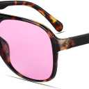 Freckles Mark Vintage Retro 70s Sunglasses for Women Men Classic Large Square Aviator Trendy Glasses