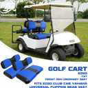 Golf Cart Front and Rear Seat Covers Waterproof and Sun Resistant Marine Grade Vinyl Leather Seat Cover Accessories for EZGO TXT 1994-2013,Blue(4PCS)