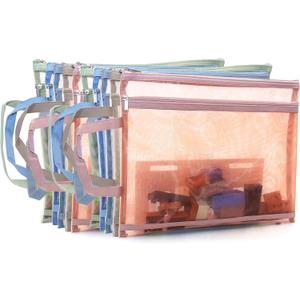 10 Pack Mesh Zipper Pouches for Organizing, Double Layers Nylon Puzzle Building Block Sets Toy Storage Organization with Handle, Multipurpose for Travel, School, Board Game, Office, and Home Organize (A4-2layer-10pcs) 10 Pack Mesh Zipper Pouches for Organizing, Double Layers Nylon Puzzle Building Block Sets Toy Storage Organization with Handle, Multipurpose for Travel, School, Board Game, Office, and Home Organize (A4-2layer-10pcs)