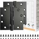 Stainless Steel Matte Black 4.5'' Door Hinges for Exterior Doors Ball Bearing Door Hinges 4.5in x 4.5in Door Hinges with Square Corners, Heavy-Duty, 2PACK