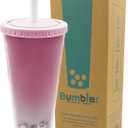 Bumbler 24oz Large Reusable Portable Eco-Friendly Tumbler | Drinking Cup with Wide Soft Tip Straw, Aesthetic Leak-Proof Lid  for Boba Tea, Smoothies, Iced Coffee, Hot or Cold Drinks  Blush Pink