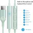 APETOO USB C Headphones for iPhone 17 Pro Max 16 15 Plus iPad USB-C Wired Earbuds with Mic Volume Control HiFi Stereo Type C Earphones for Galaxy S26/S25/S24/S23/S22 Ultra, Pixel 10 9 8 7, Mint Green